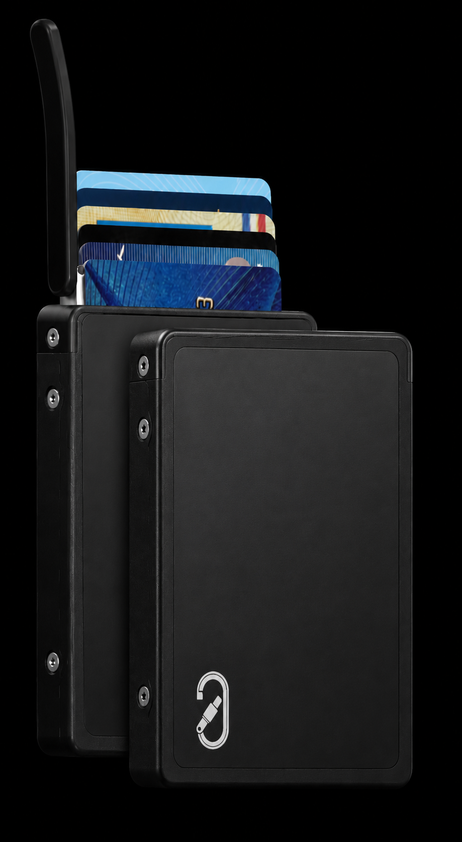 Two Aspen wallets with cards ejected