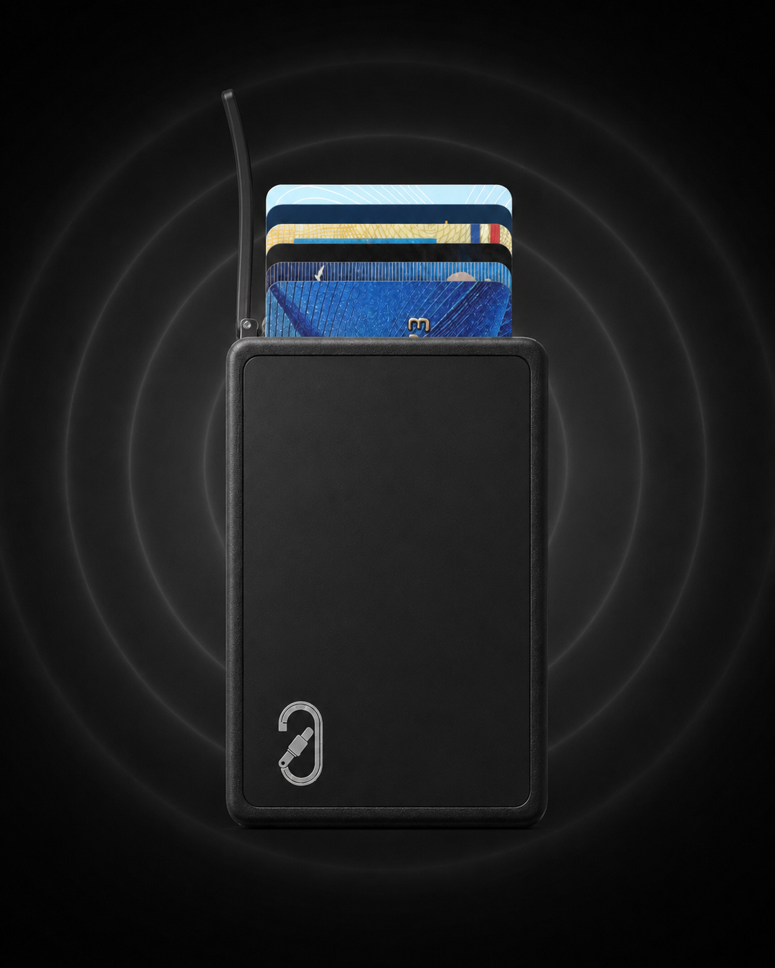 Aspen Pro wallet with radiating tracking signal
